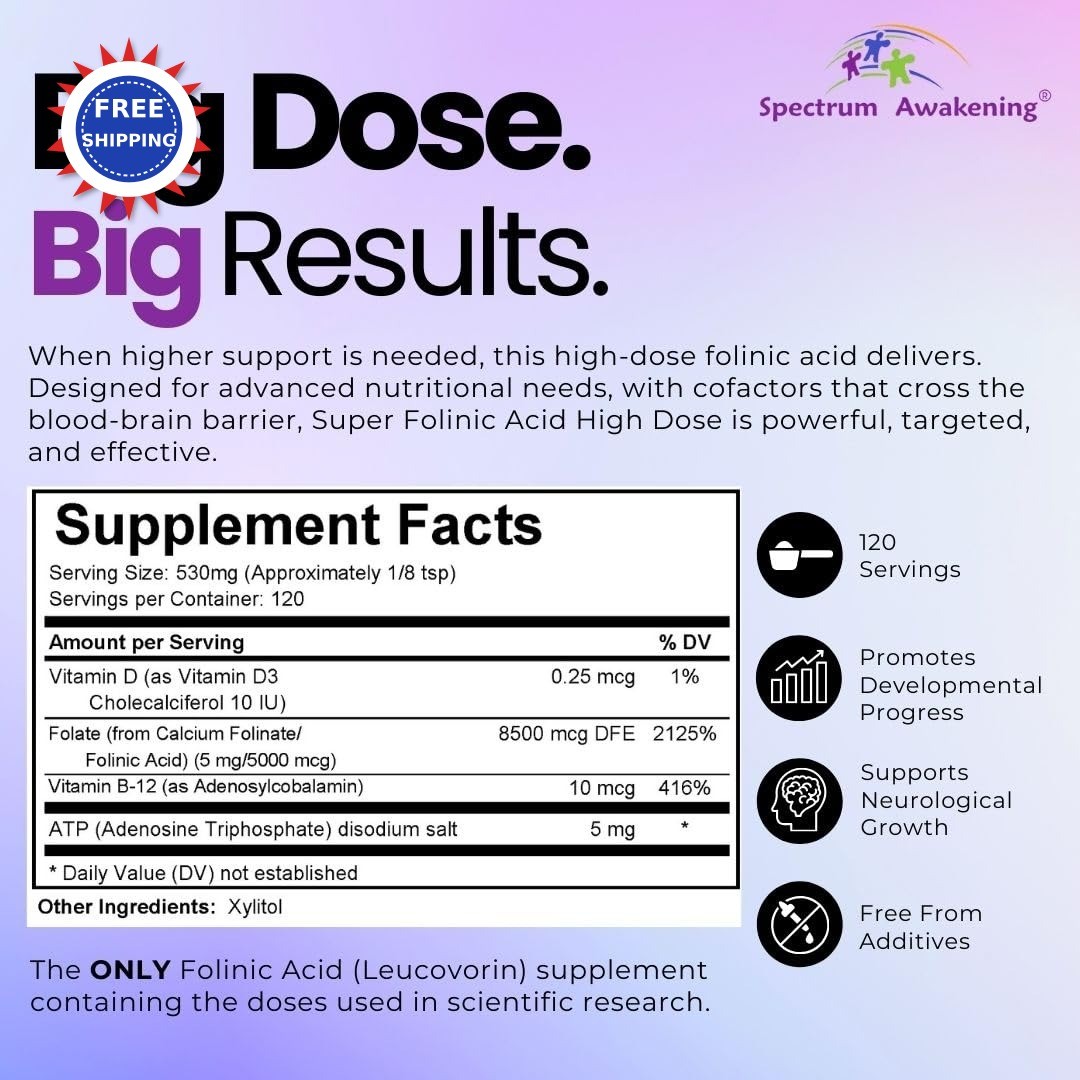Spectrum 4X Awakening Super Folinic Acid Leucovorin Dose Powder High Supports