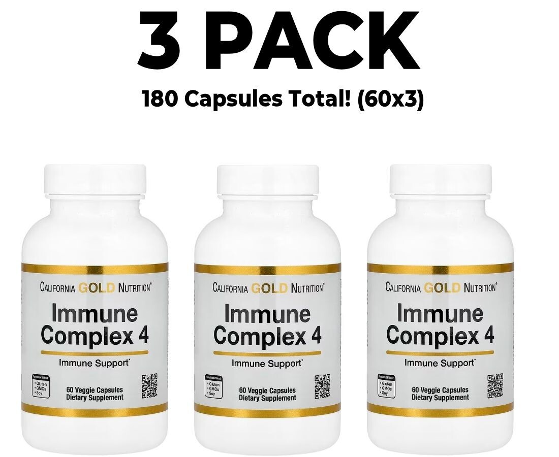 California Gold Nutrition, Immune 4, 180 capsules total (60×3) Veggie Capsules
