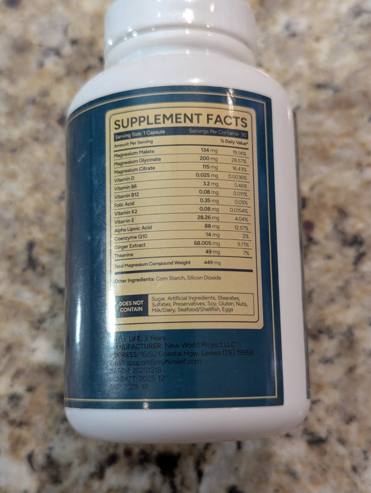 HiRelief Triple Complex Magesium Supplement 90 capsules exp: 12/2028