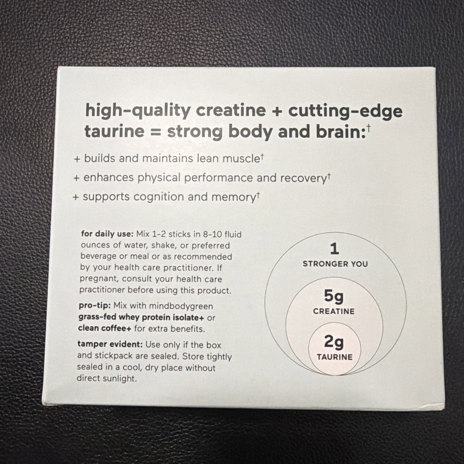 mindbodygreen Creatine+ with Taurine – 30 Individual Stick Packs Creatine +
