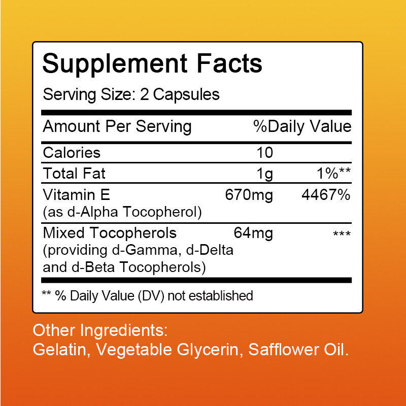 670mg Vitamin E 1000 IU – 240 Softgel Capsules Anti-aging
