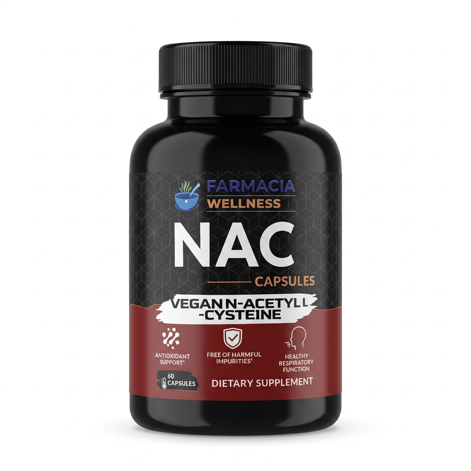 Farmacia Wellness NAC N-Acetyl Cysteine 60 Capsules Vegan Antioxidant Support
