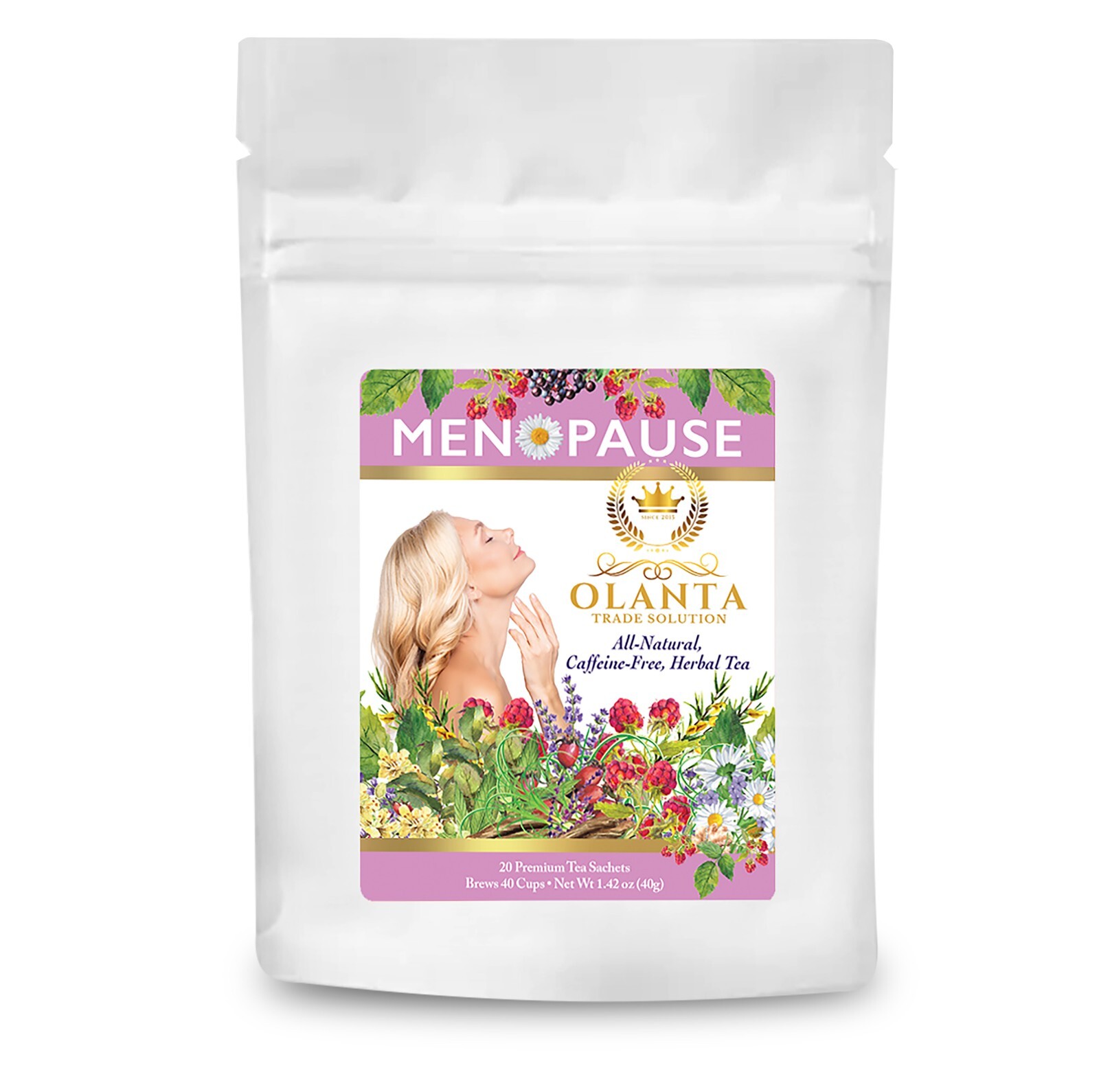 Menopause support Tea Botanical Infusion, Caffeine Free Cranberry Flavor 1Bag