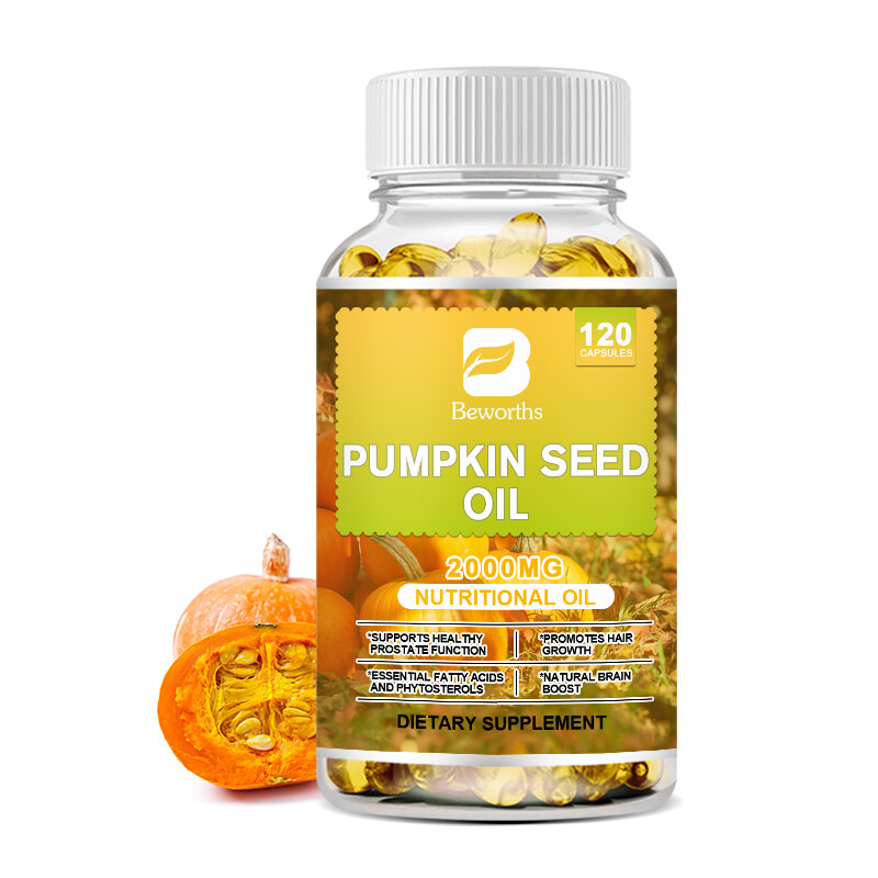 2000mg Pumpkin Seed Oil Capsules 120pcs,1/2/4Bottles,Support Brain;Prostate