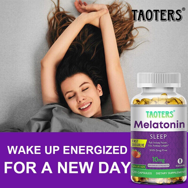 Melatonin 10 Mg, 30/60/120 Capsules – 10 Mg Per Serving, Non-GMO, Free Shipping