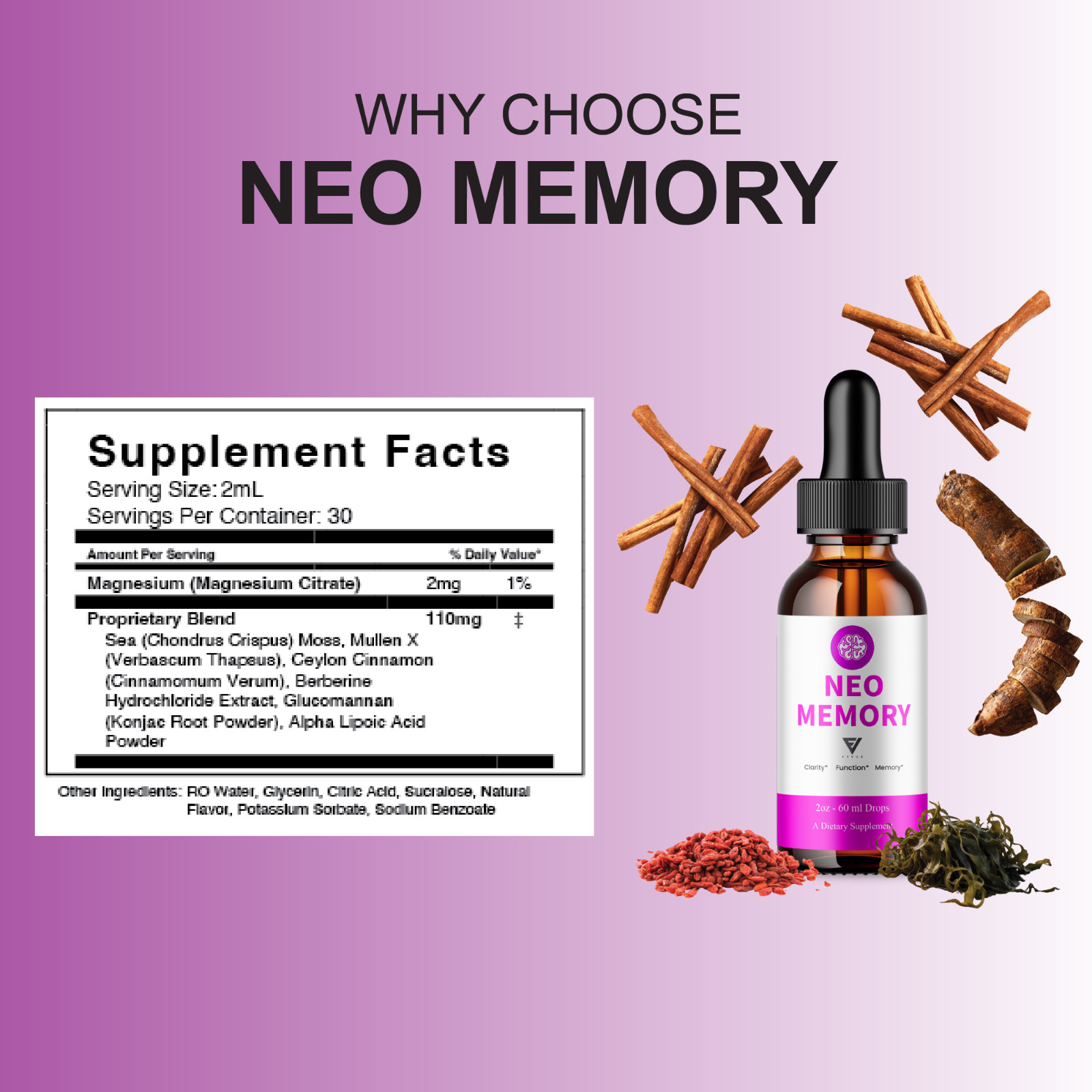 (3 Pack) Neo Memory Advanced Drops, Neo Memory Brain Support (5oz)