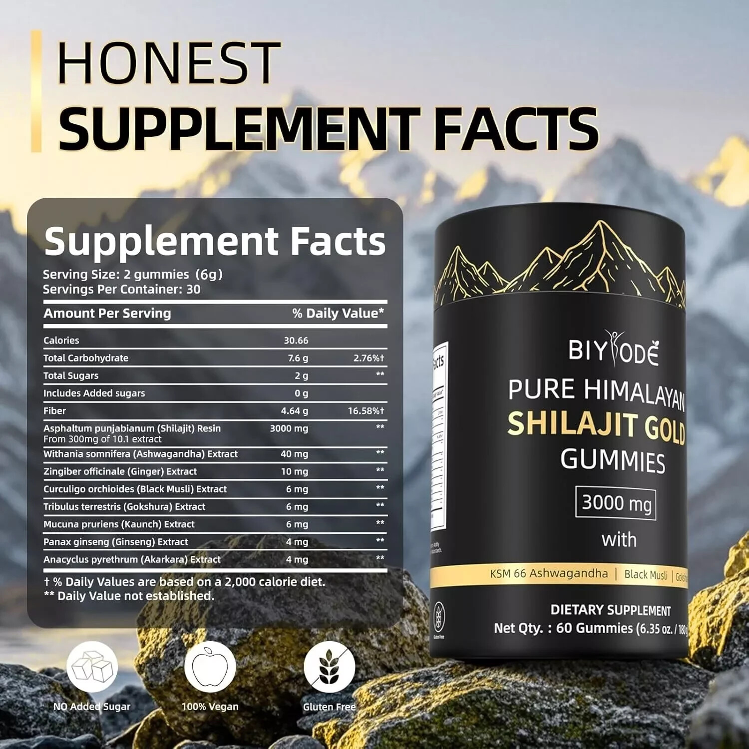 Himalayan Shilajit GOLD Gummies, Organic, Extremely Potent 3000 weight measure,