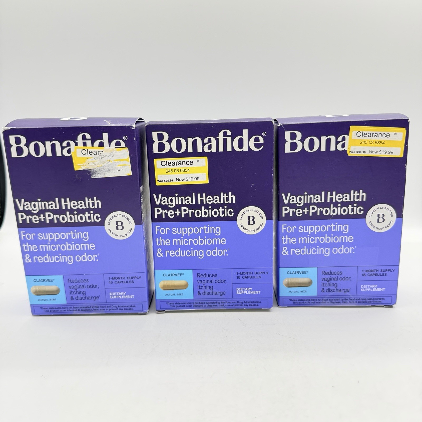 3 Boxes Bonafide Clairvee Vaginal Health Pre + Probiotic 15ct Exp 04/2027 New