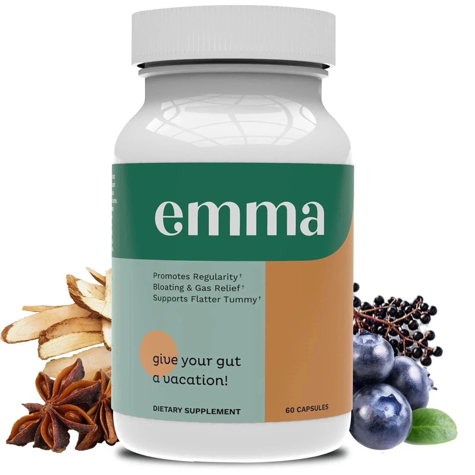 Emma Gut Health Doctors Endorsed Supplement 60 Capsules -Relief from Gas