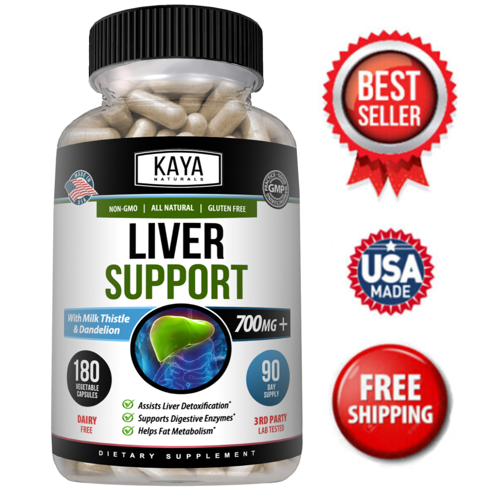 Liver Support 180ct Cleanse Detox Repair Health Milk Thistle Dandelion Root Zinc