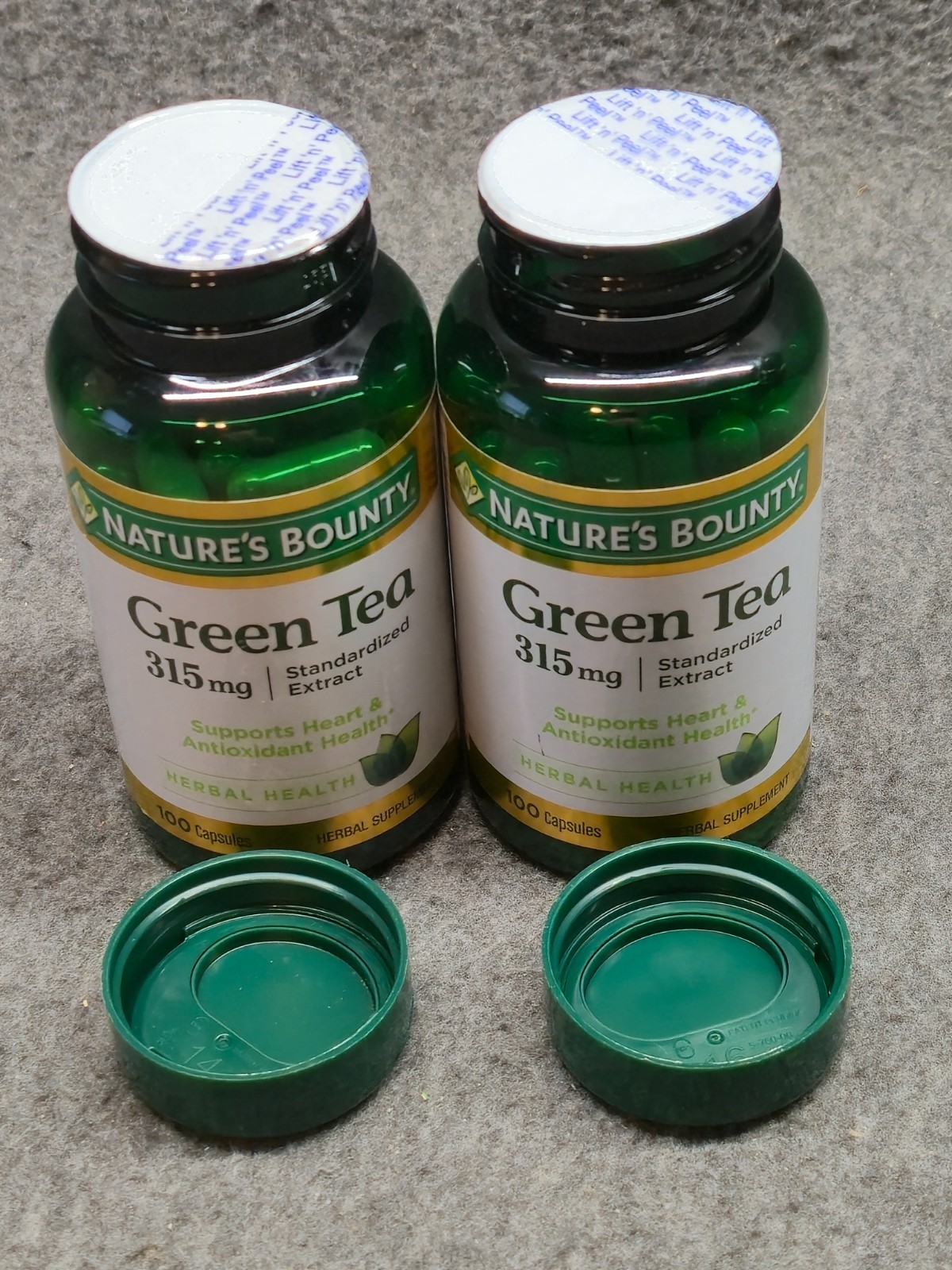 2 Pk Nature Bounty Green Tea Capsules 315 mg 100 Ct. Herbal Supplement Exp 3/28