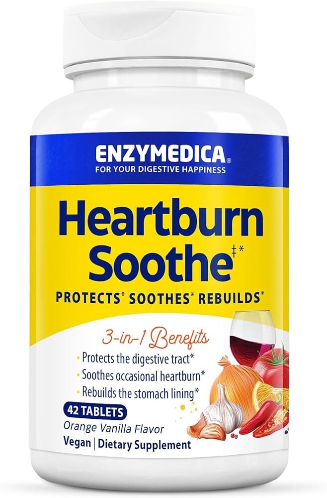 Enzymedica Heartburn Soothe 90 Tablets (Orange Vanilla)