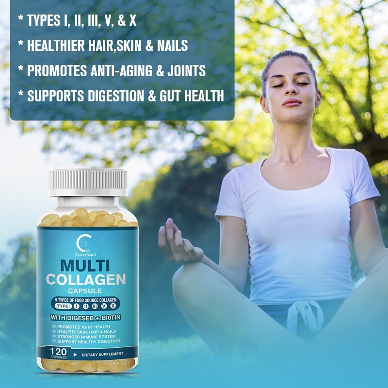 Collagen Peptides Types I, II, III, V, X 2000mg Pills Anti-Aging Skin 60-600ct