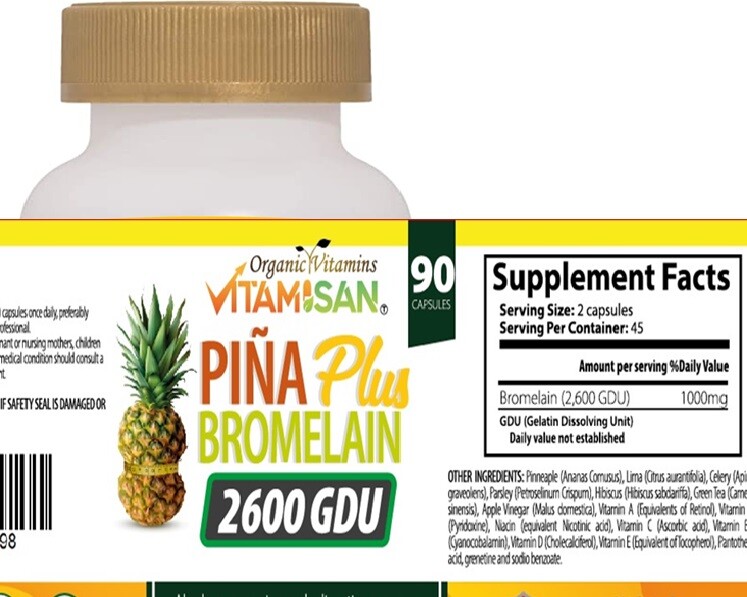 2600 GDU Bromelain 180 Capsule 100mg from Pineapple Digestive Supplement Pill VB
