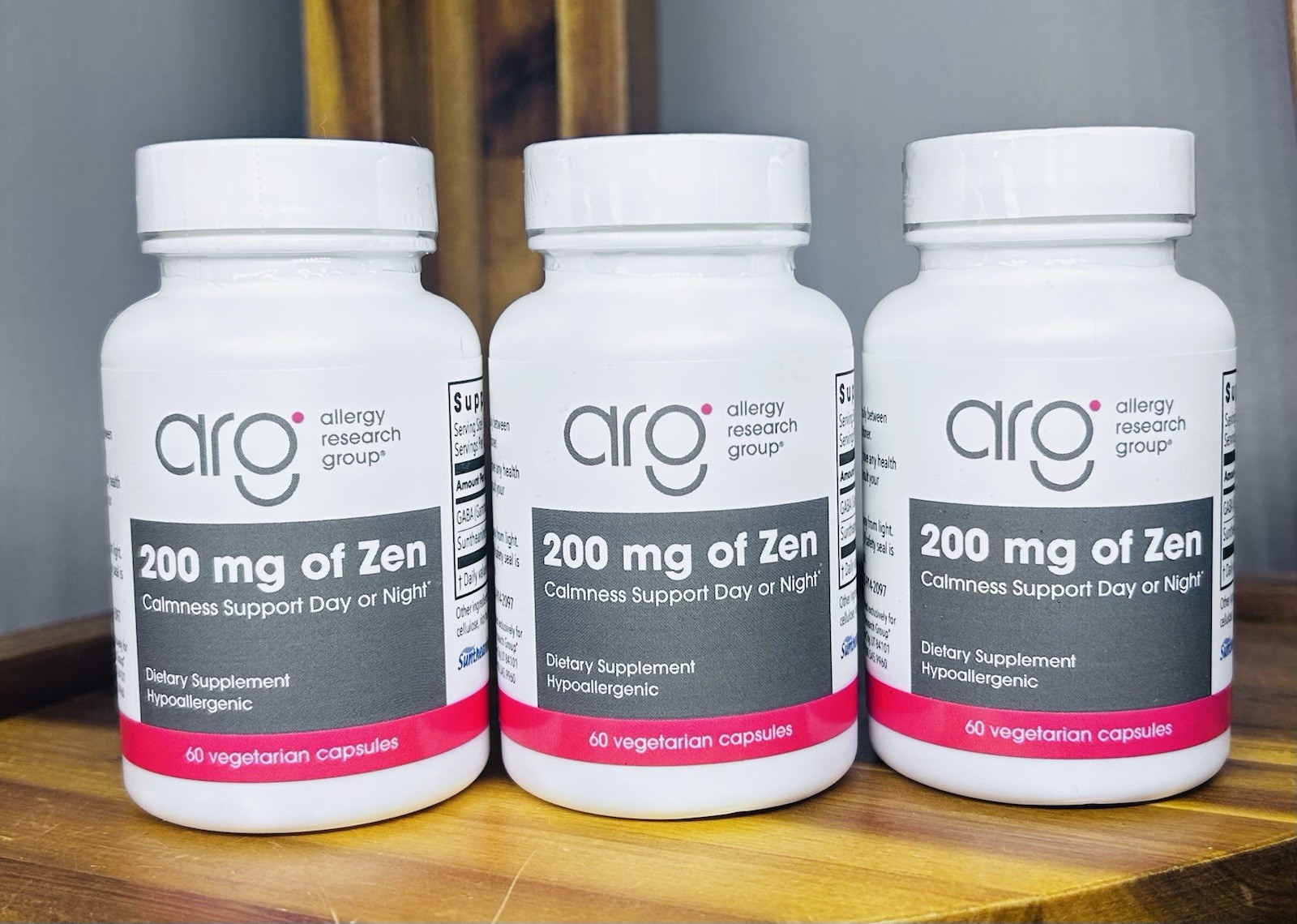 Allergy Research Group 200 mg of Zen GABA LTheanine Supplement Natural-Lot Of 3