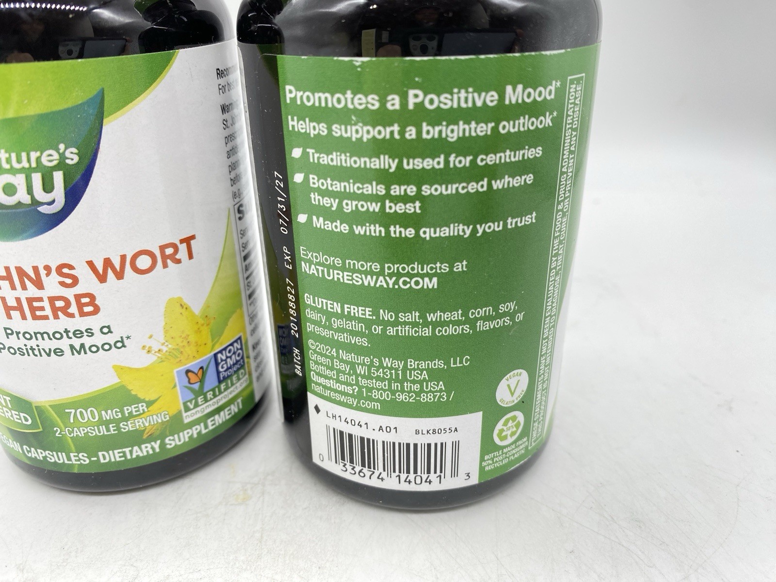 Nature’s Way – St. John’s Wort Herb – 2 pack – 180 Vegan Capsules Each