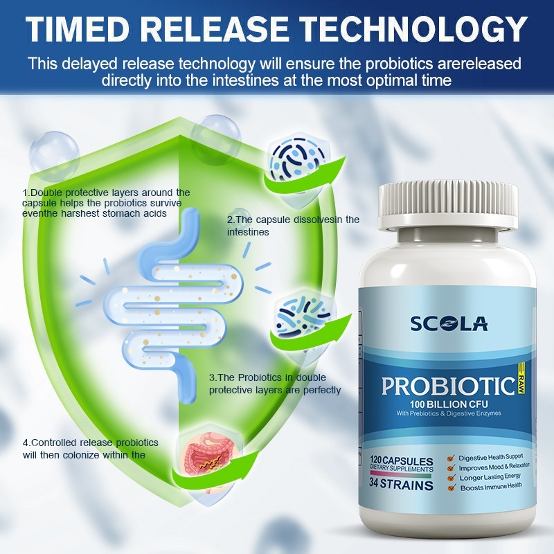 Probiotic 100 Billion CFUs 120 Veg Capsules, Digestive Health, Gut