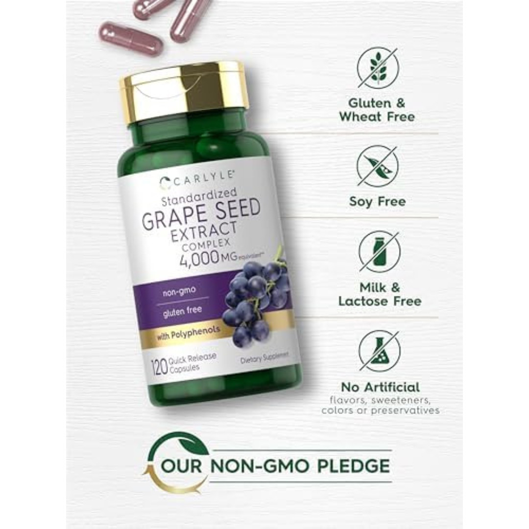 Grape Seed Extract Capsules 4,000Mg 120 Count Standardized Extract Complex with