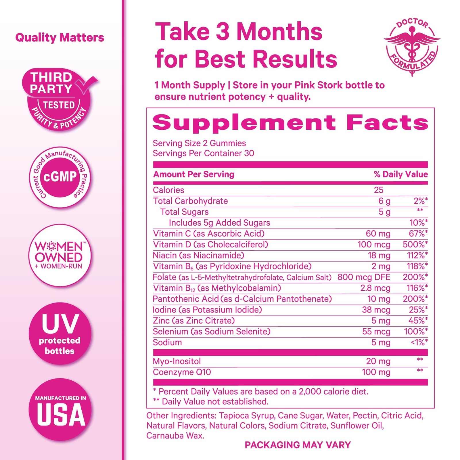 Pink Stork Premium Fertility Gummies | Fertility Supplements for Women with C…