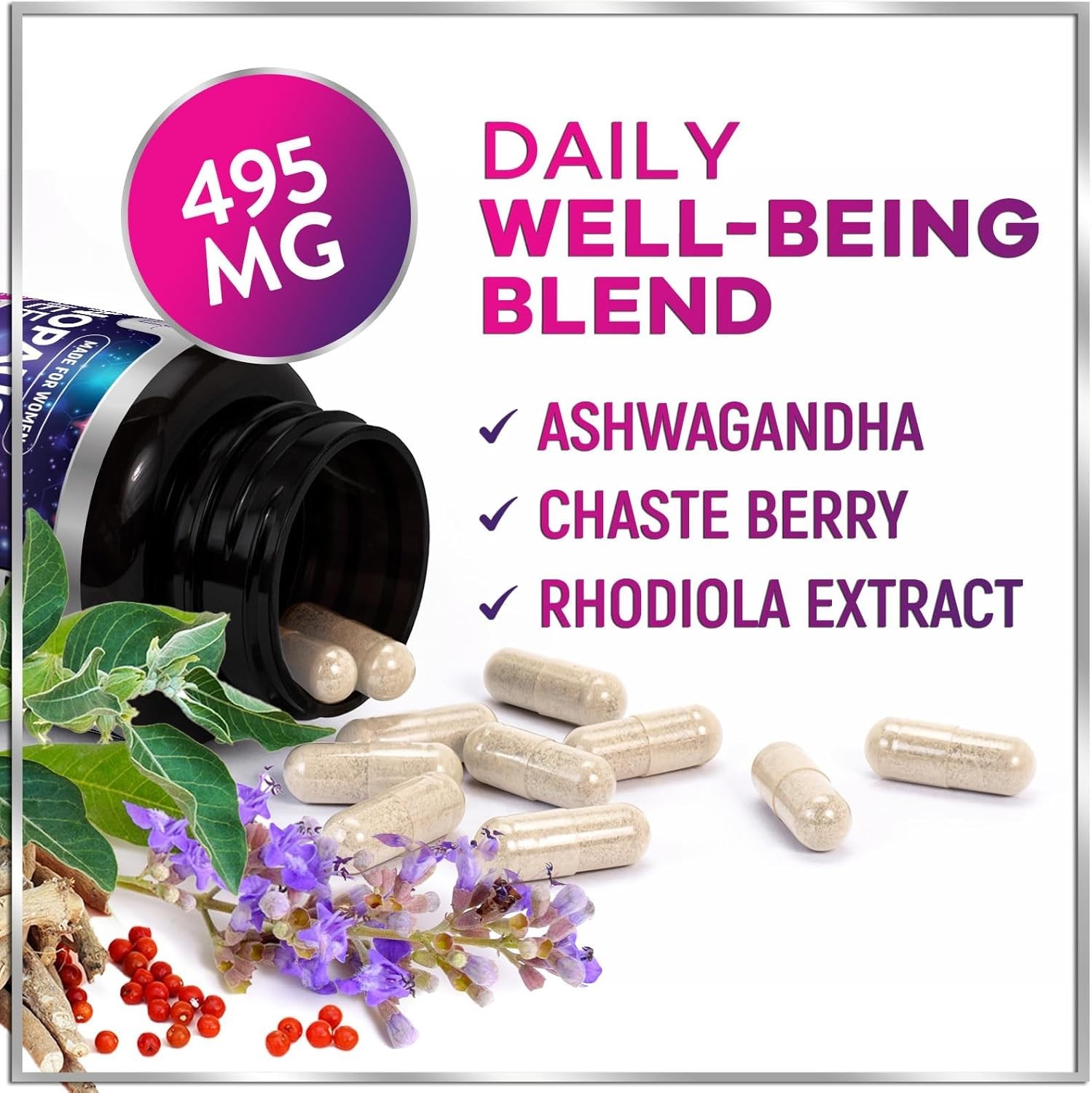 Menopause Supplements for Women, 8 Billion CFU Probiotics with Dong Quai, Chaste