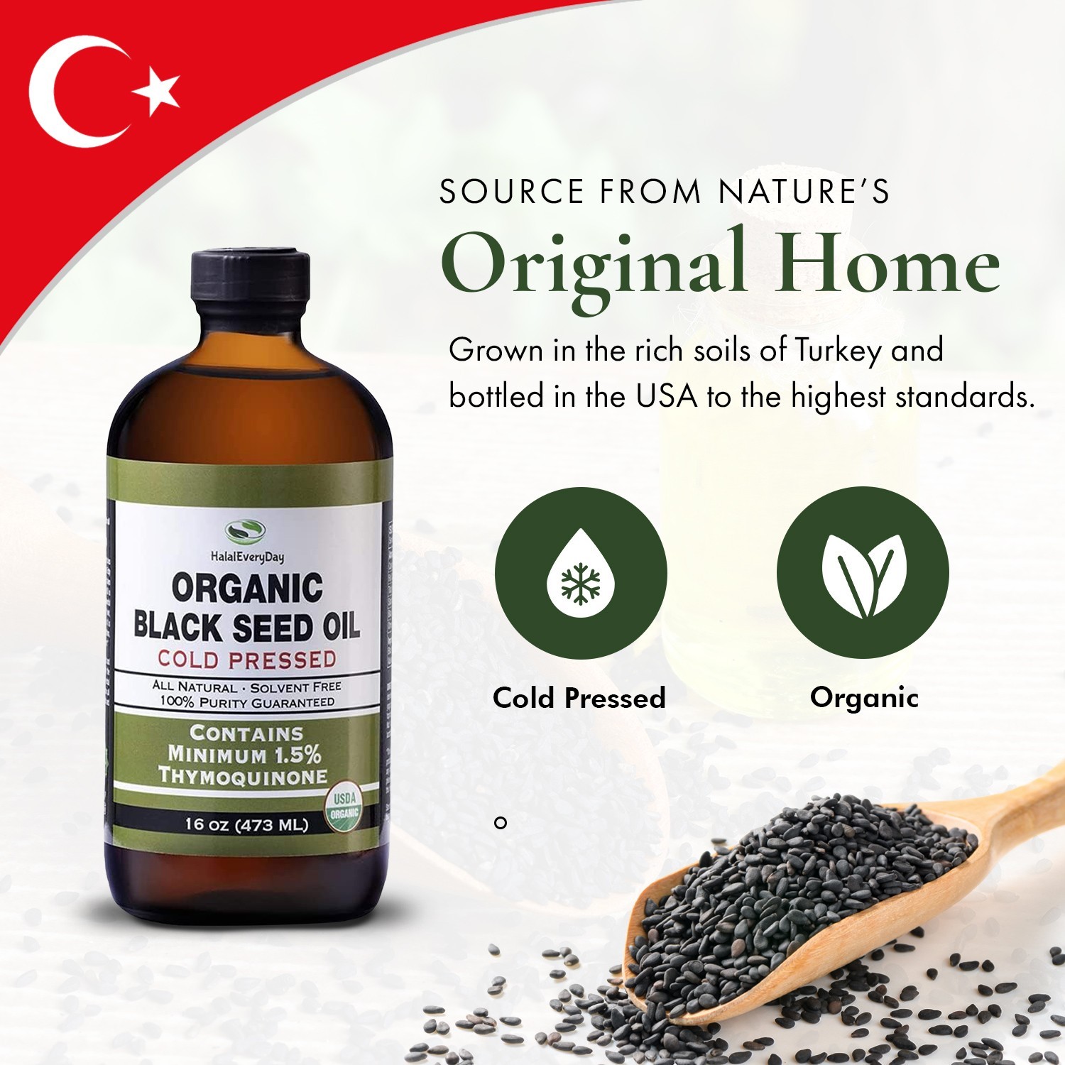 Black Seed Oil 16 oz. – 100% Pure Organic Cold Pressed Cumin Nigella Sativa New