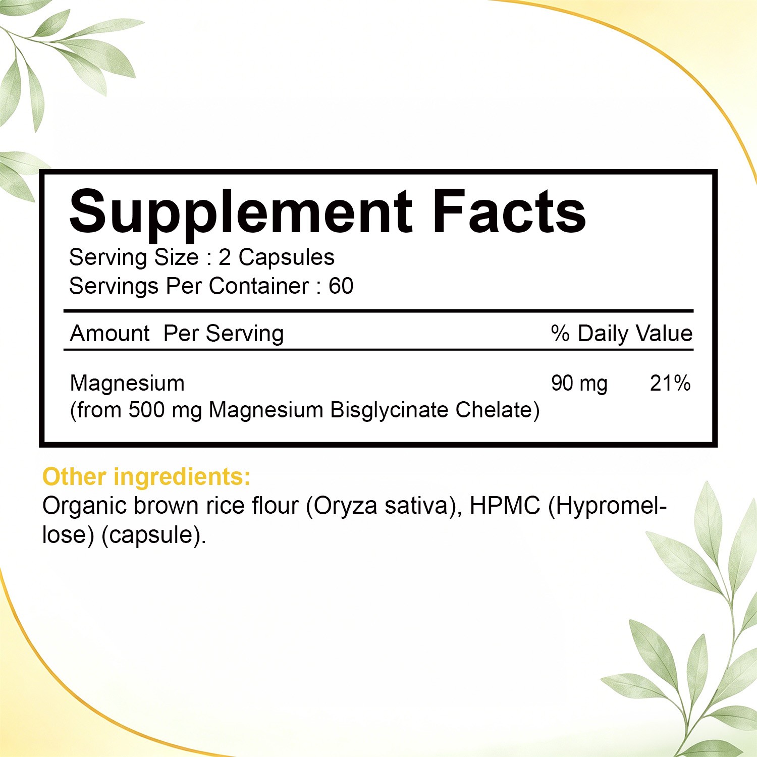 Magnesium Glycinate 500mg 120 Capsules High Absorption Supplement Vegetarian