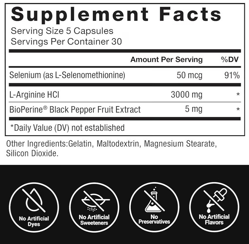 Force Factor L-Arginine 3000 MG, Extra Strength Nitric Oxide & Circulation Boost