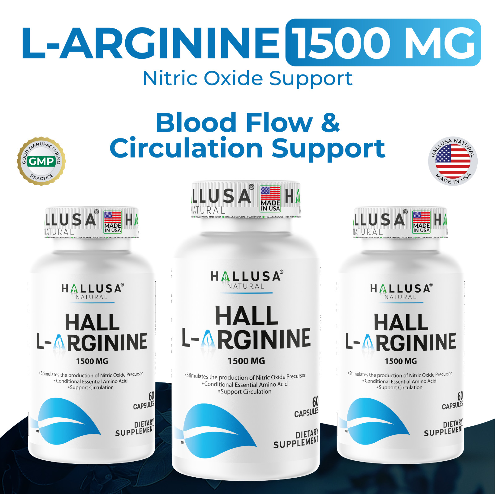 L- ARGININE – Muscle Support – Improves Blood Flow Better Erection – 60 Cap
