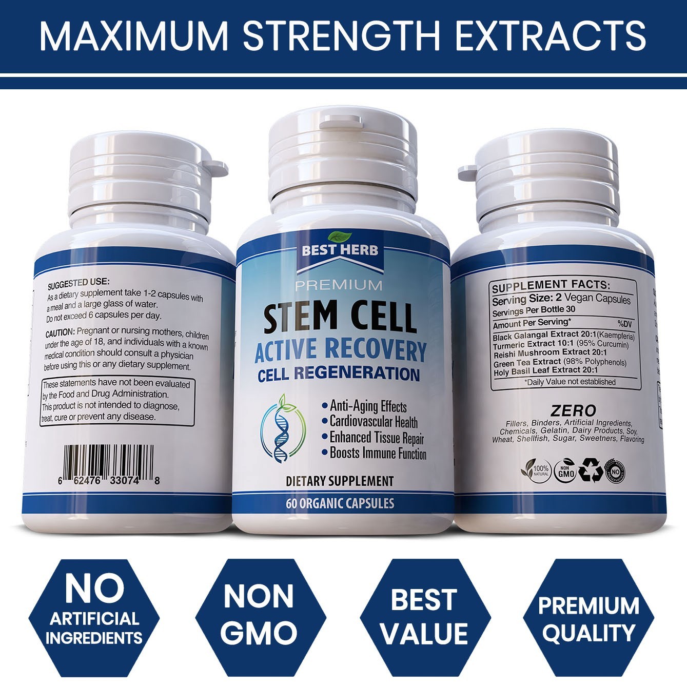 180 PILLS STEM CELL RECOVERY SUPPORT SUPPLEMENT CELLULAR REPAIR RENEWAL RECOVERY