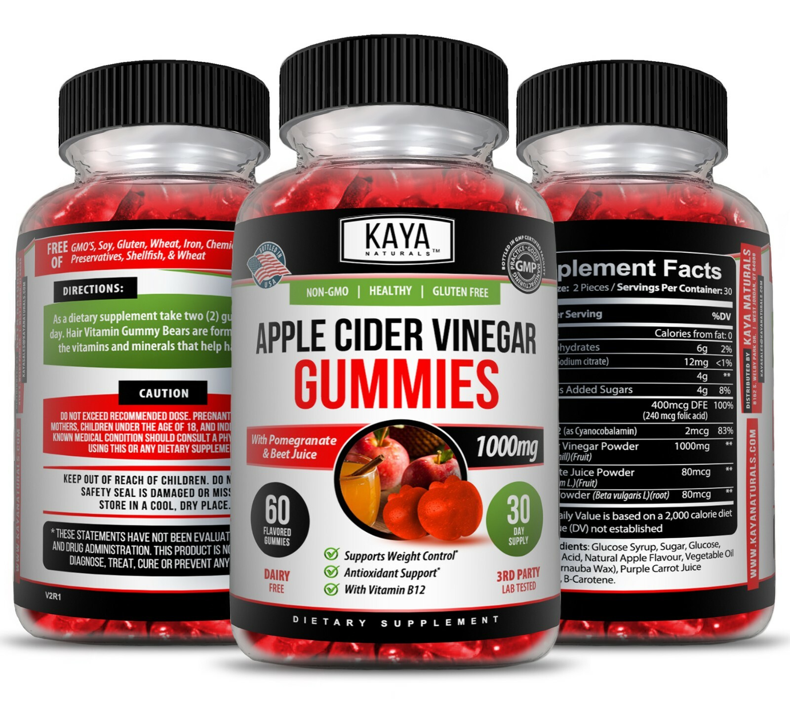 (3 Pack) Apple Cider Vinegar Gummies, Fast Weight Loss Cleanse – Compare to Goli