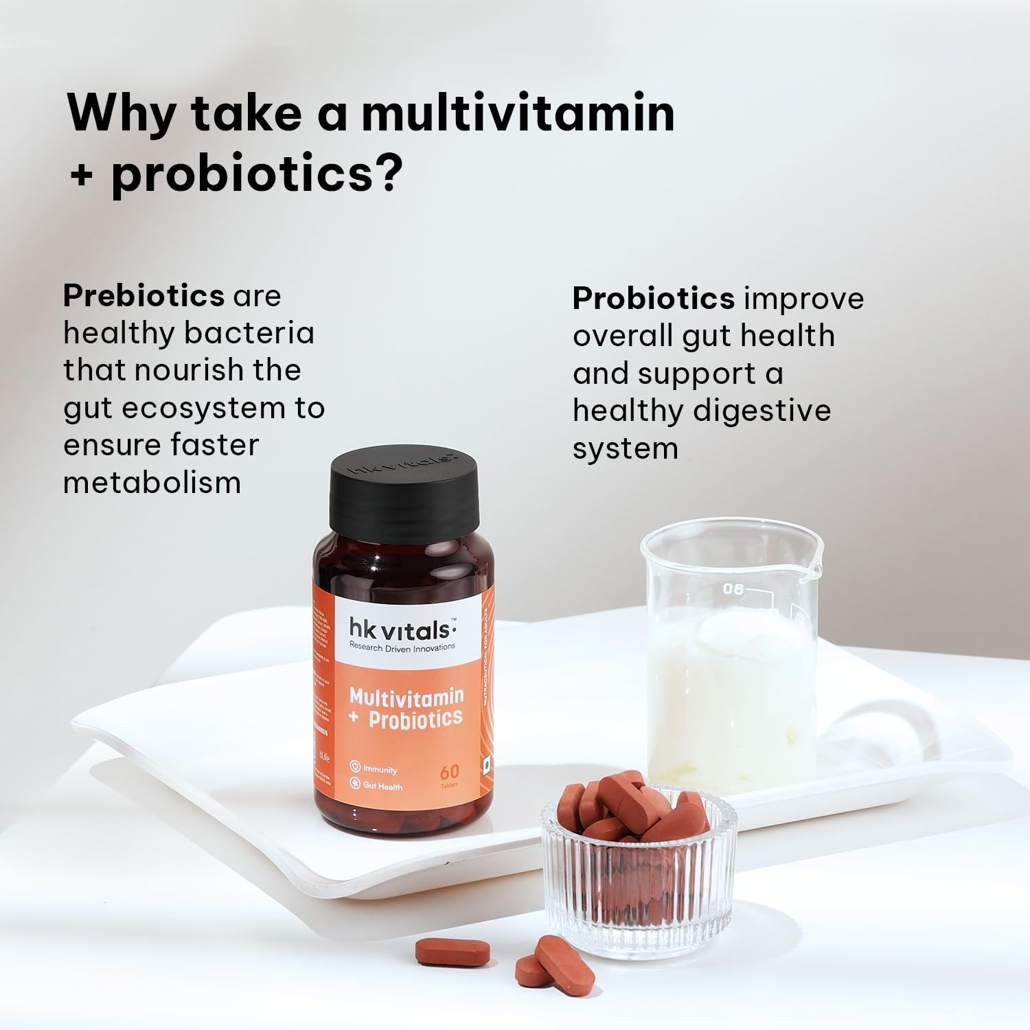 Hk Vitals Multivitamin Plus Probiotics For Immunity & Gut Health, 60 Tablets