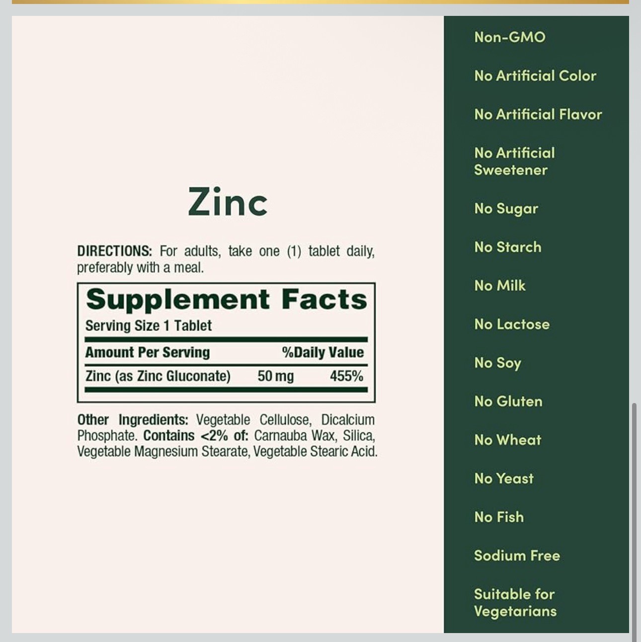 Nature’s Bounty Zinc 50mg, Immune & Antioxidant Supplement, Skin Health, 250 ct