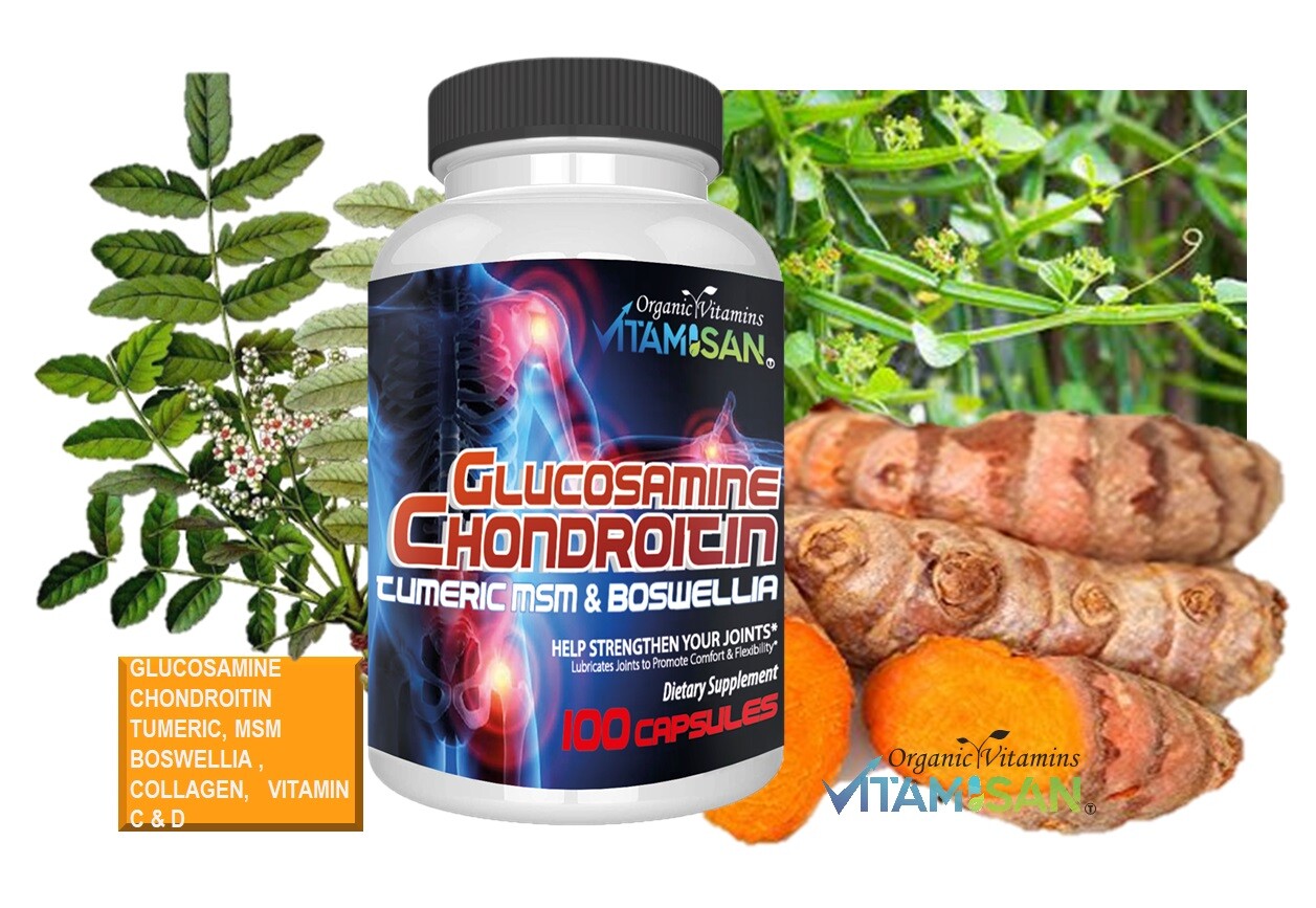 Glucosamine Chondroitin Turmeric & MSM 200 CAPSULES – Bones, Joint Support Pills