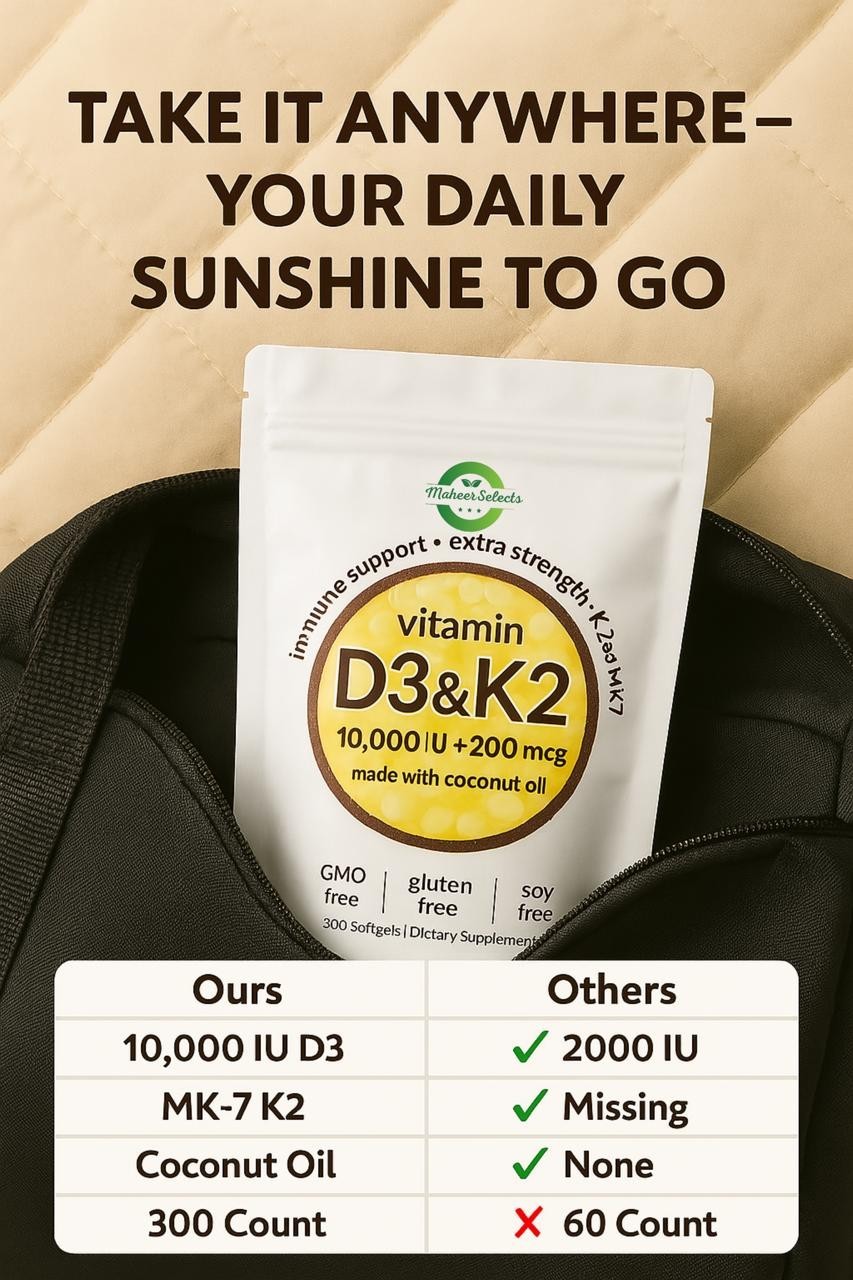 (Pack Of 3) Vitamin D3 10000 iu Plus K2 200 mcg, 300 Virgin Coconut Oil Softgels