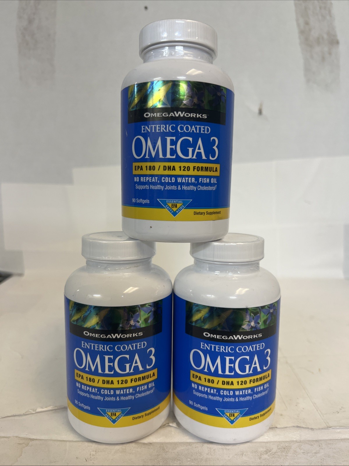 3x Omega 3 Enteric-Coated 90 Caps By OmegaWorks Exp 11/27