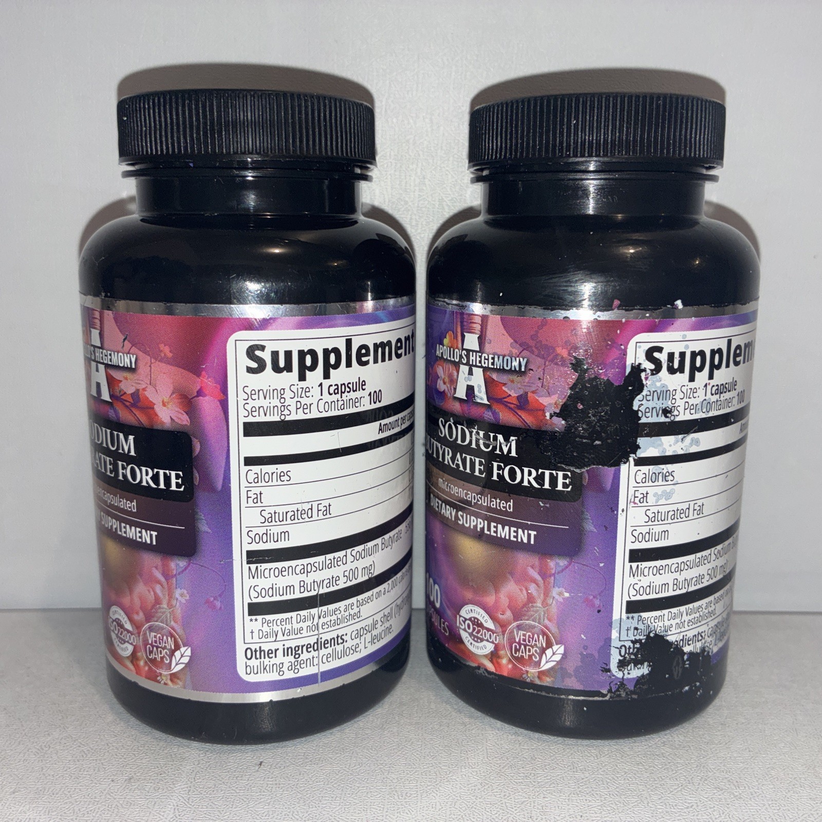 Lot Of 2- Sodium Butyrate Forte 400mg – 100 Vegan Caps Each/ Exp 07/2028/damaged