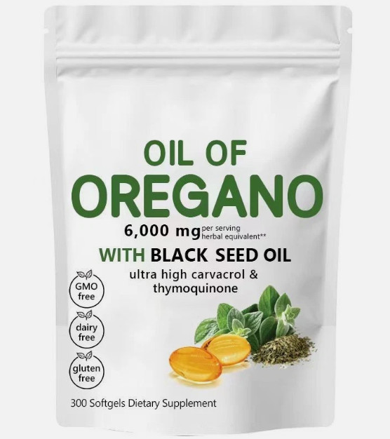 Oil of Oregano 6000mg Softgels with Black Seed Oil Carvacrol Antioxidant 300ct
