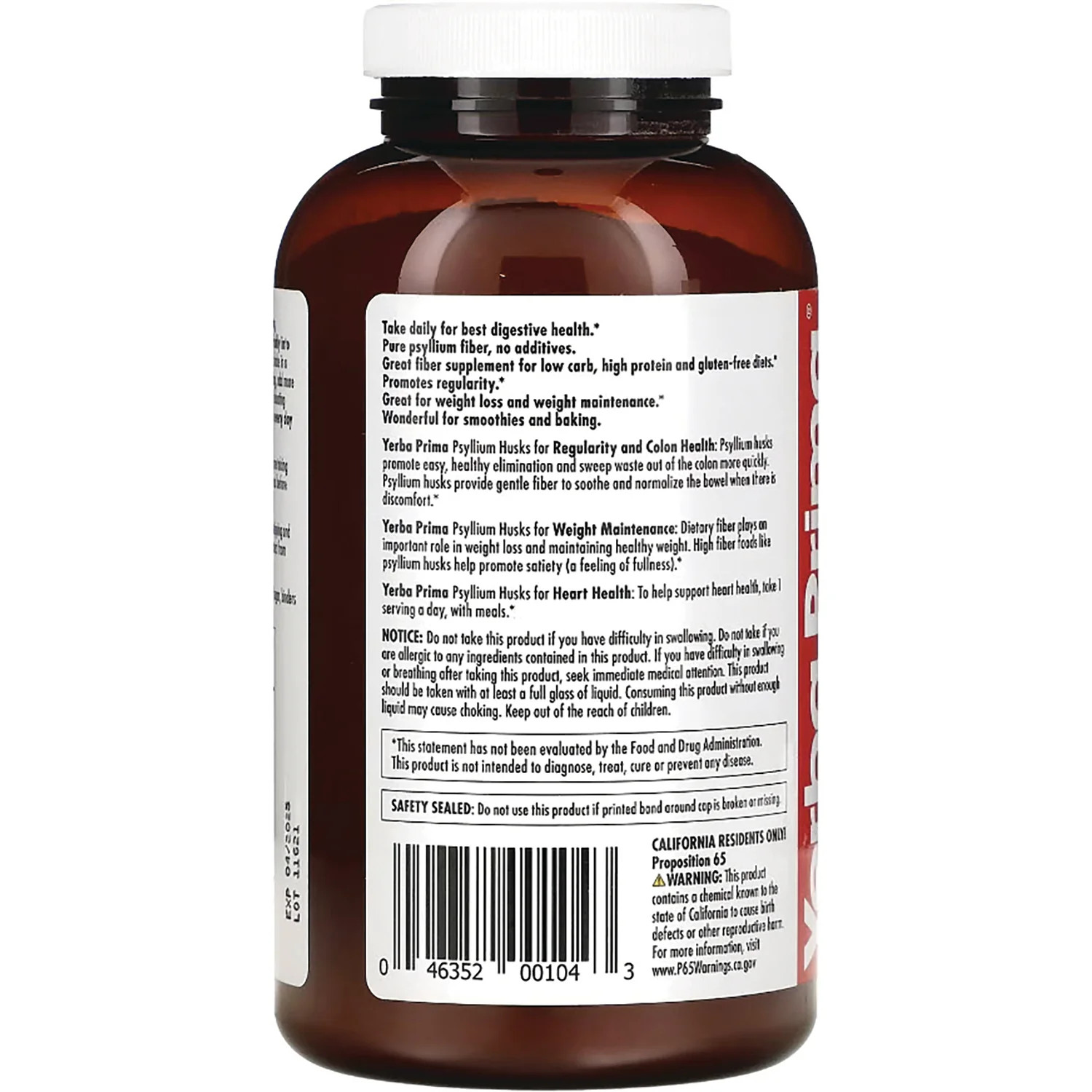Yerba Prima Psyllium Husks Fiber Powder Colon Cleanse 12oz/340g | EXP 01/2028