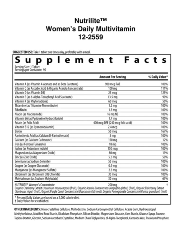 Amway Nutrilite Women’s Daily Multivitamin Tablets-90 Tablets EXP:08/2026