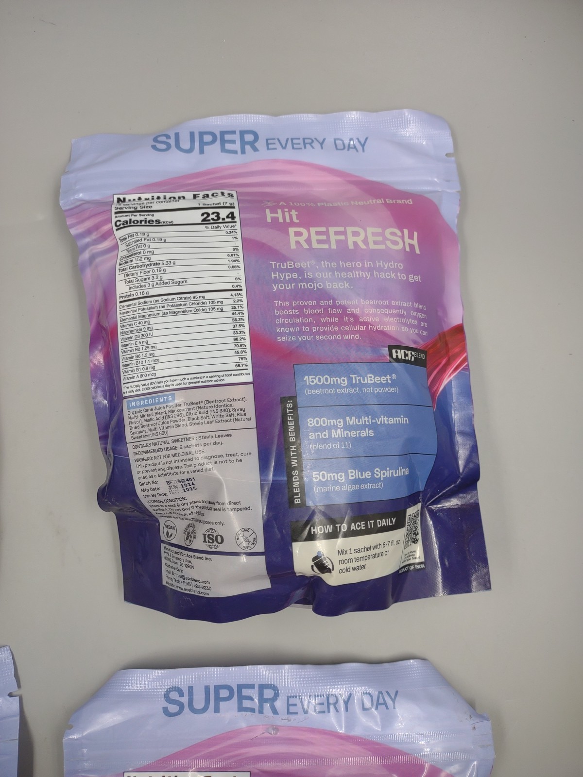 Lot Of 4 TruBeet Hydro Hype Sachets ~ 15 Per Bag ~ Expire 05/26