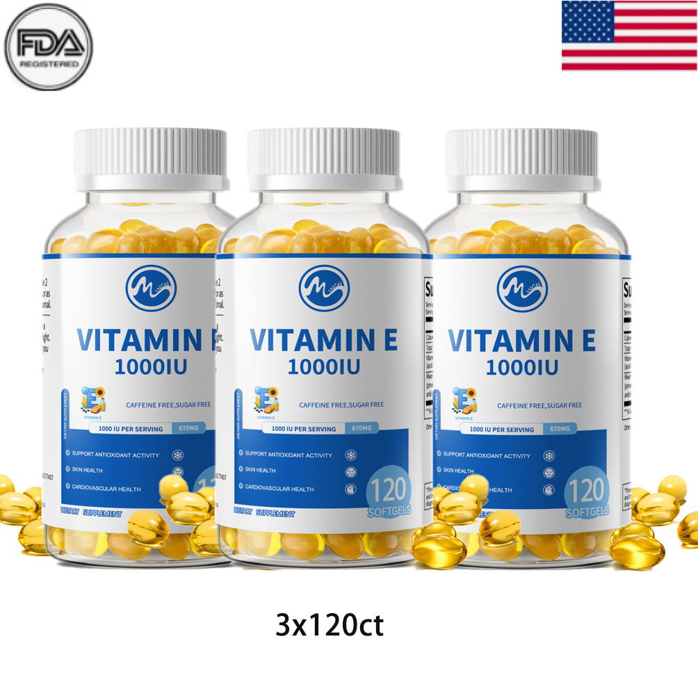3xVitamin E 1000 IU 120 Softgels, Supports Antioxidant Health & Immune