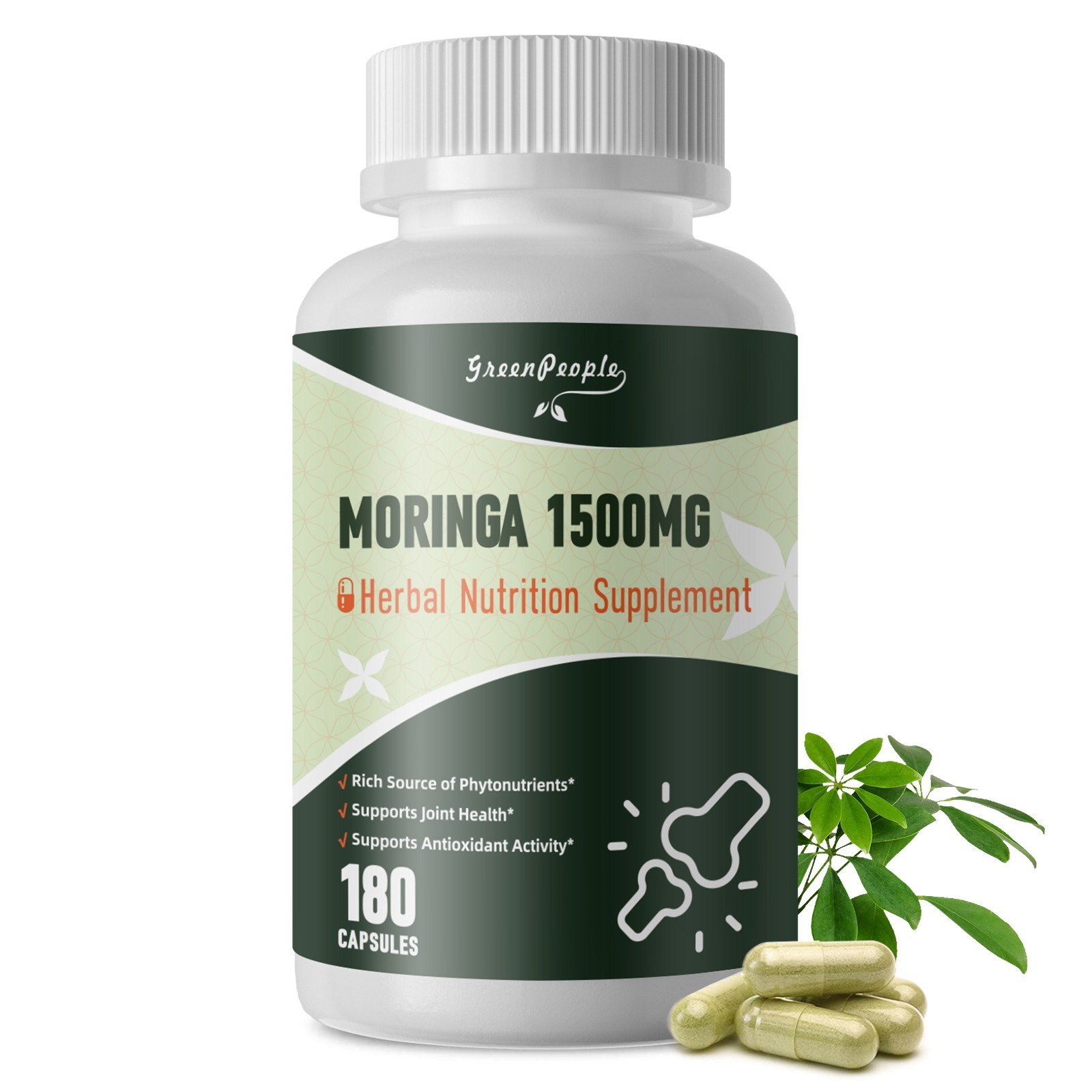 Organic Moringa 10:1 Extract, Moringa Oleifera 1500 mg Strength, 180 Capsules,