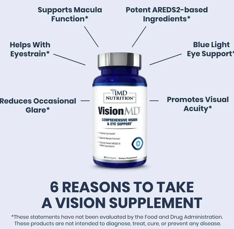 2 pack MD Nutrition Vision MD Eye Vitamin CARMIS – Eye Supplement 30 Softgels.