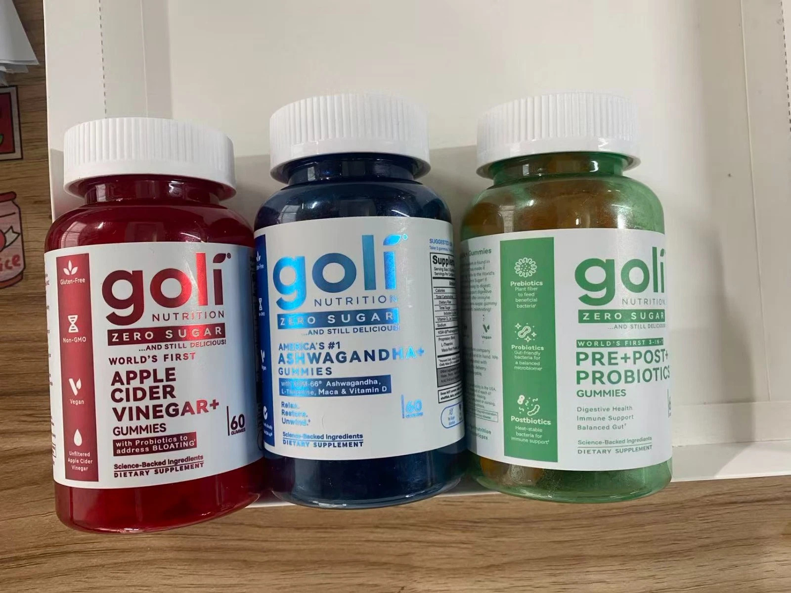 3 Bottles NEW Goli Zero Sugar Best Seller Trio Set Gummies, 60 Counts Per Bottle