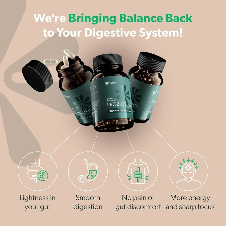 BIOMA Probiotics – 3-Pack – 180 Capsules – Digestive & Gut Support