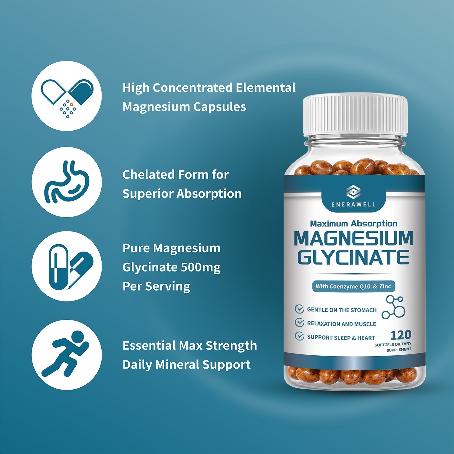 Magnesium Glycinate 500mg | Improved Sleep, Stress & Anxiety Relief | 02/07/2027