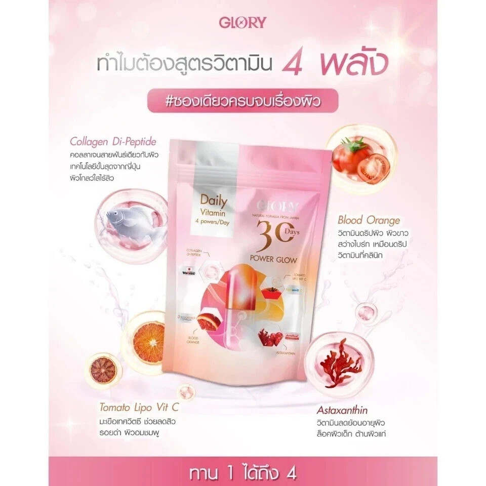 2 Pcs Glory Collagen 30 Days Power Glow Anti-Aging Beauty & Wellness Supplement