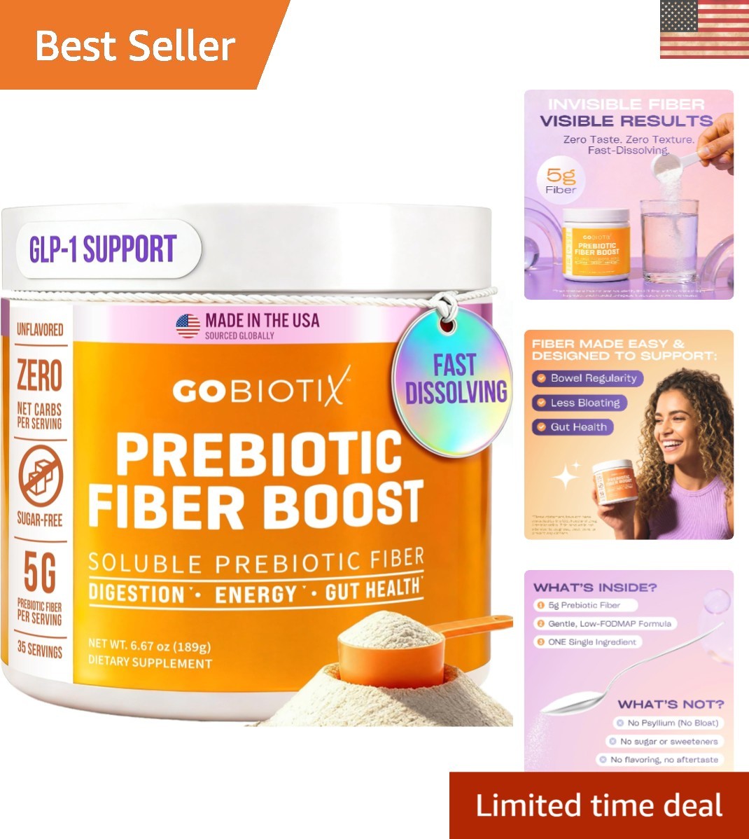 Debloat & Nourish with Plant-Based Fiber Powder – 35 Servings Async Claims