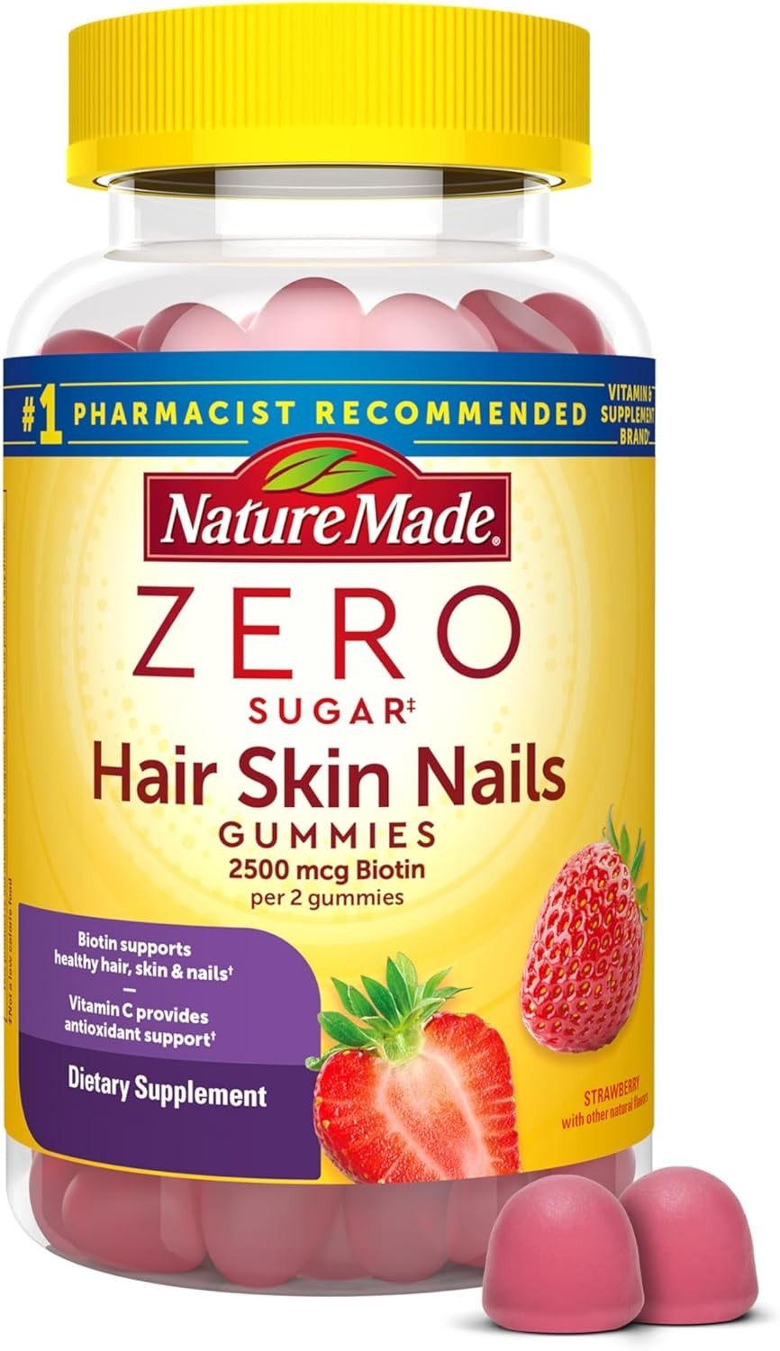 Delicious Strawberry Biotin Gummies – 2500 mcg for Hair, Skin & Nails, 120 Count