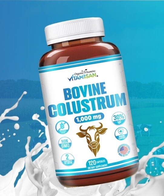 Bovine Colostrum Supplement – 30% IgG Lactoferrin, Immune Support (2 Pack) 240 c